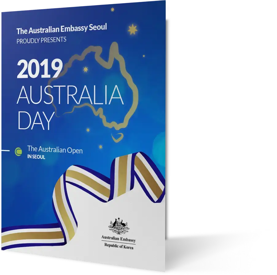 Printed invitation for the 2019 Australia Day in South Korea - front