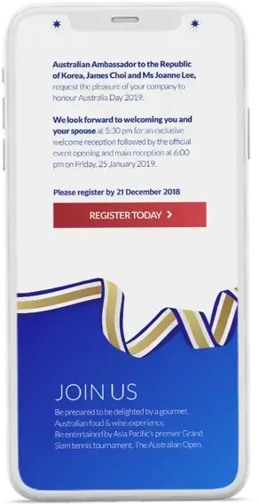 Iphone displaying promotional email for 2019 Australia Day