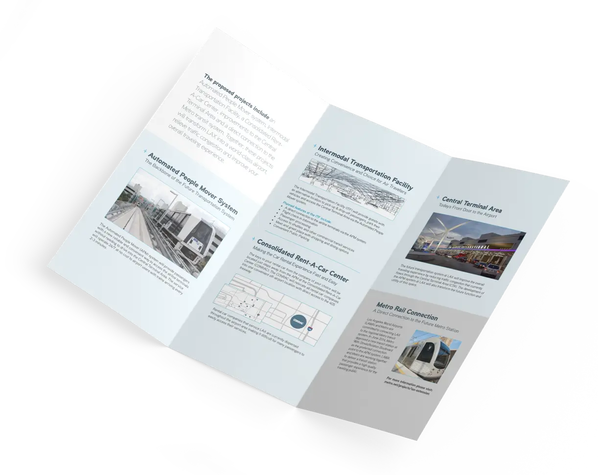 Printed, folded brochure for LAX - inside