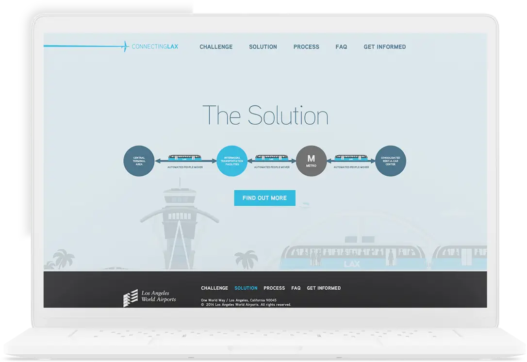 Laptop displaying a webpage for LAX Connect
