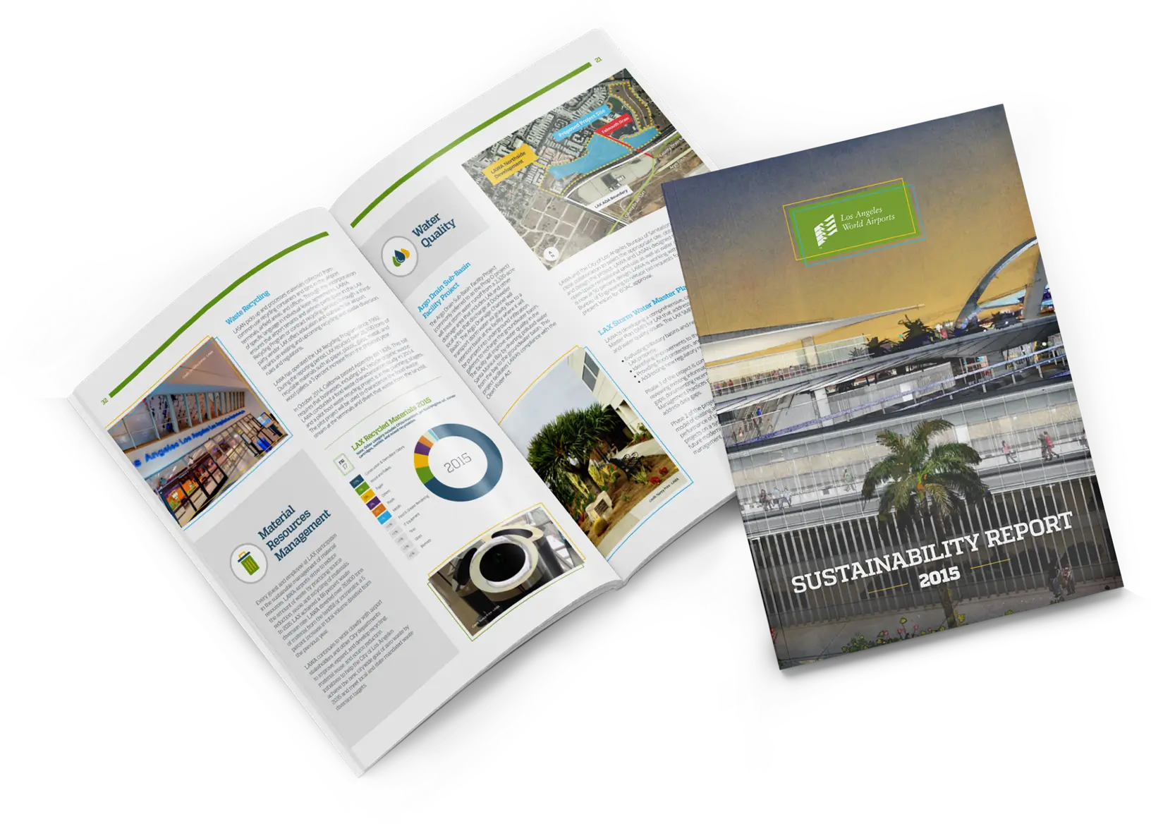 Printed annual report for Sustainability at Los Angeles World Airports (LAWA)