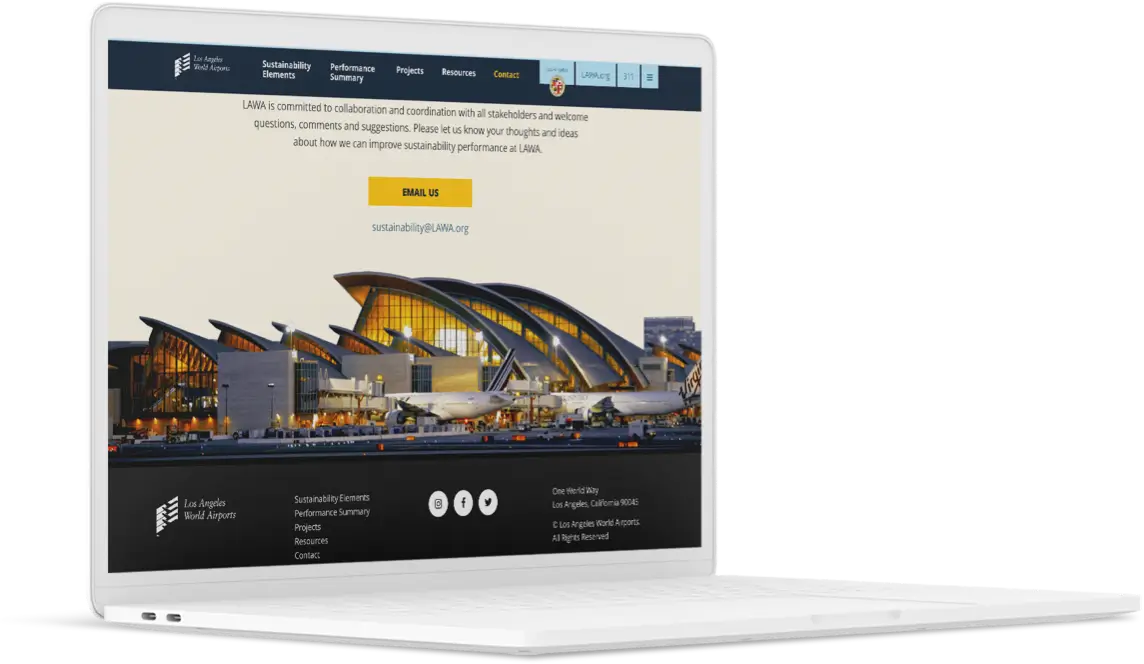 Laptop displaying webpage for LAWA.