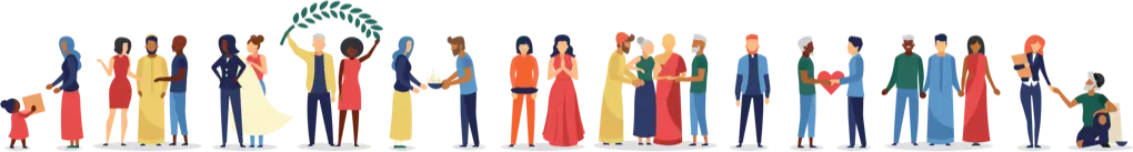 Illustration created for MLIFE Foundation displaying a community of people