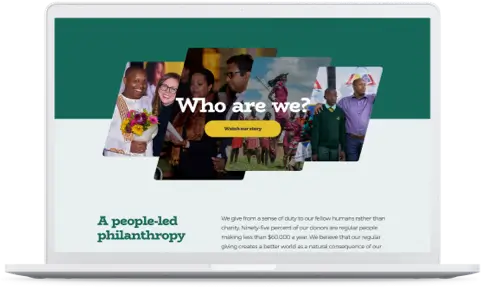 Laptop displaying homepage for MLIFE Foundation