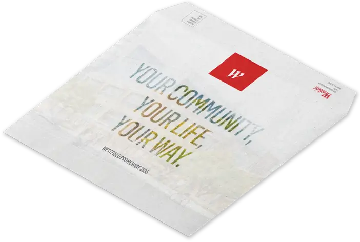 Printed envelope for Westfield Promenade 2035