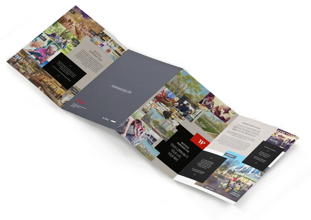 Exterior of printed mailer brochure for Westfield Promenade 2035