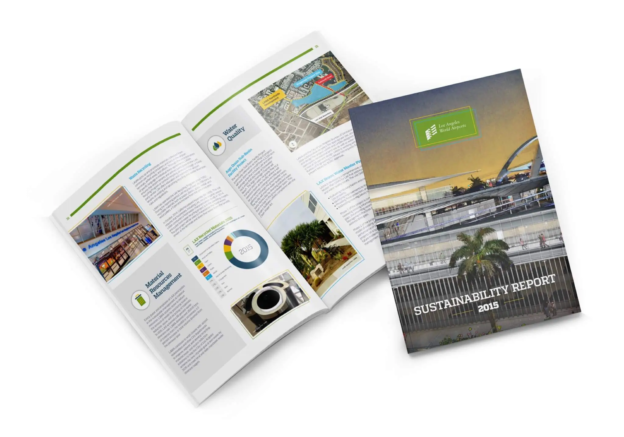 Printed annual sustainability report for LAWA